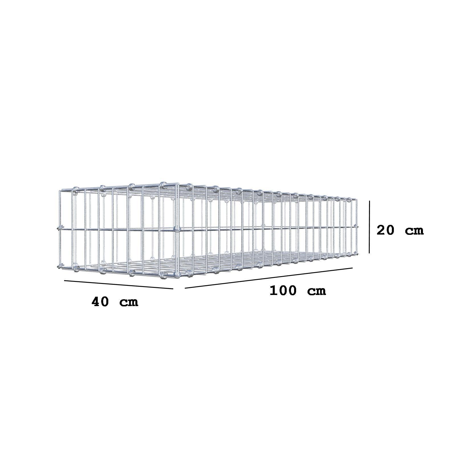 Gabion 100 cm x 20 cm x 40 cm (L x H x D), mesh size 5 x 10 cm, spiral ring