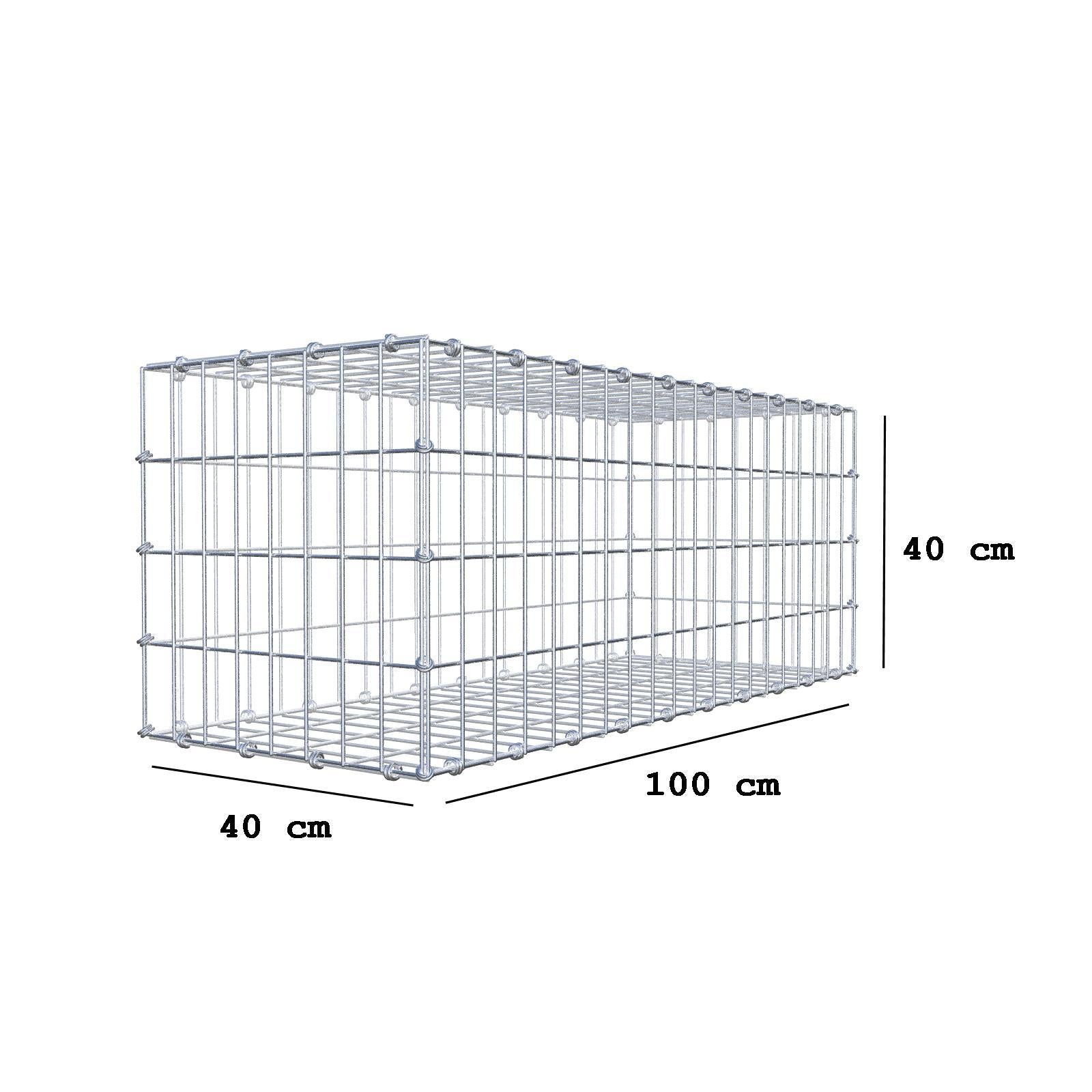 Gabion 100 cm x 40 cm x 40 cm (L x H x D), maskstorlek 5 x 10 cm, spiralring