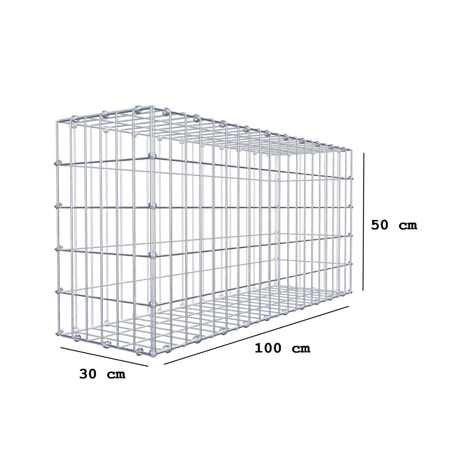 Gabion 100 cm x 50 cm x 30 cm (L x H x P), mailles 5 x 10 cm, anneau en spirale