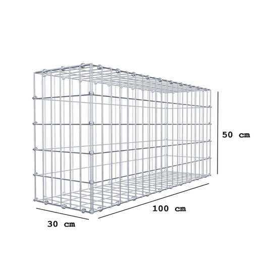 Gabion 100 cm x 50 cm x 30 cm (L x H x D), maskstorlek 5 x 10 cm, spiralring