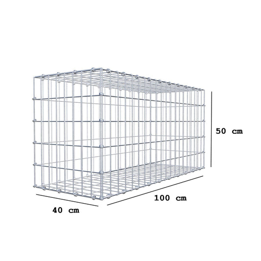 Gabion 100 cm x 50 cm x 40 cm (L x H x D), maskstorlek 5 x 10 cm, spiralring