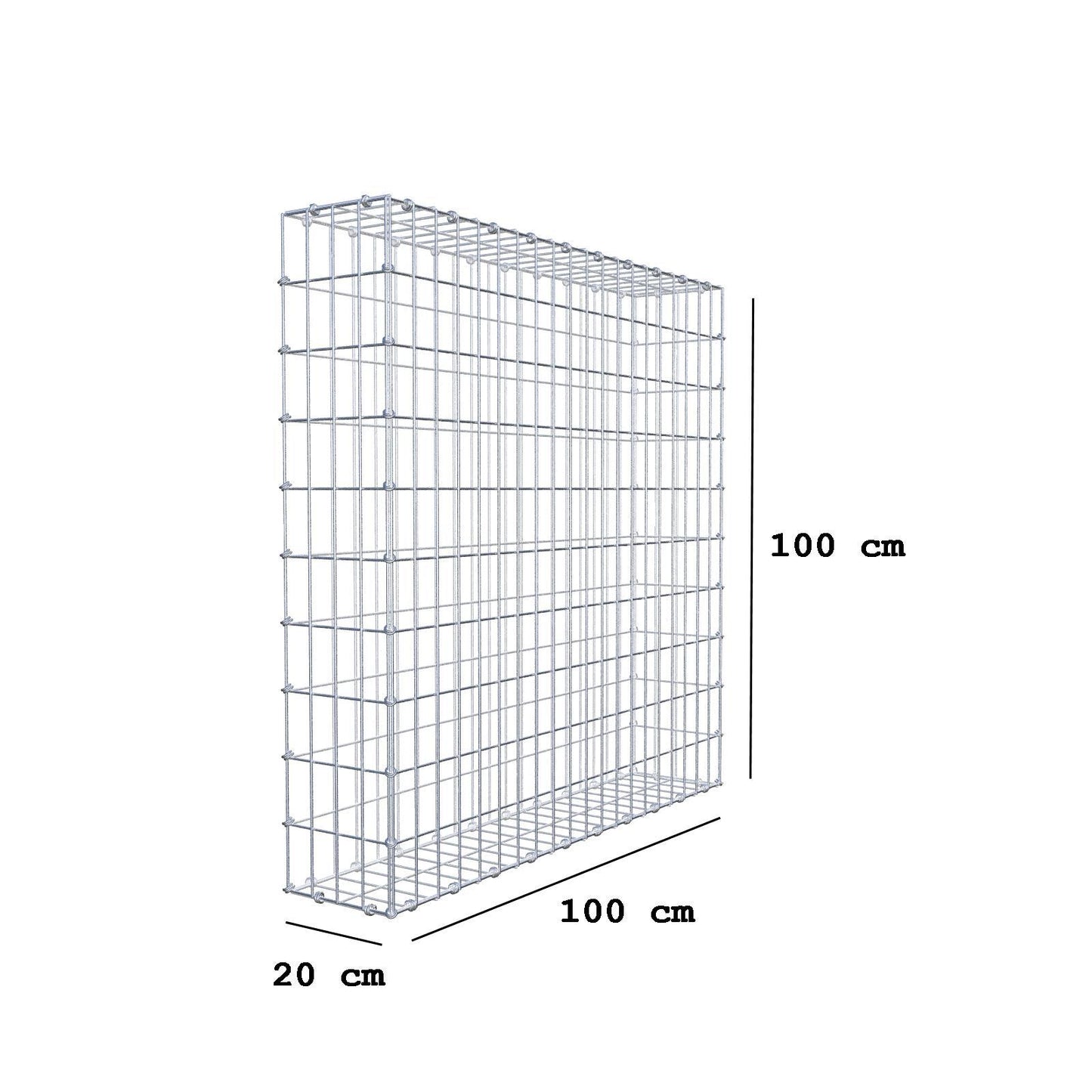 Gabione 100 cm x 100 cm x 20 cm (L x H x T), Maschenweite 5 x 10 cm, Spiralring