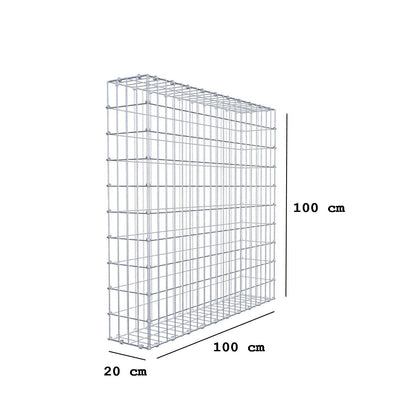 Gabione 100 cm x 100 cm x 20 cm (L x H x T), Maschenweite 5 x 10 cm, Spiralring