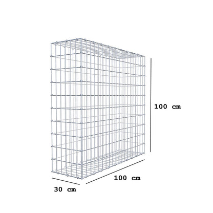 Gabião 100 cm x 100 cm x 30 cm (C x A x P), malhagem 5 x 10 cm, anel espiral