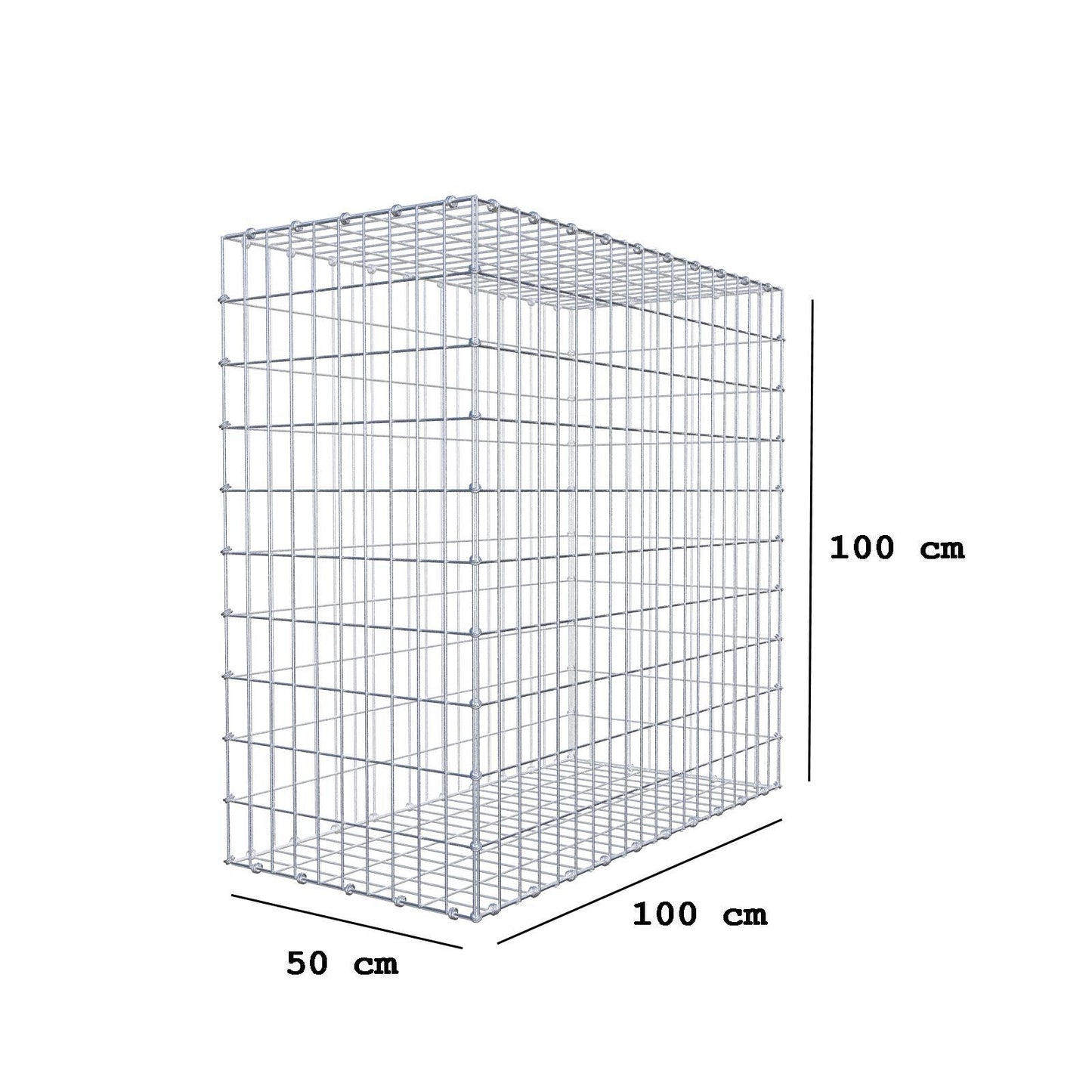Gabion 100 cm x 100 cm x 50 cm (L x H x P), mailles 5 x 10 cm, anneau en spirale