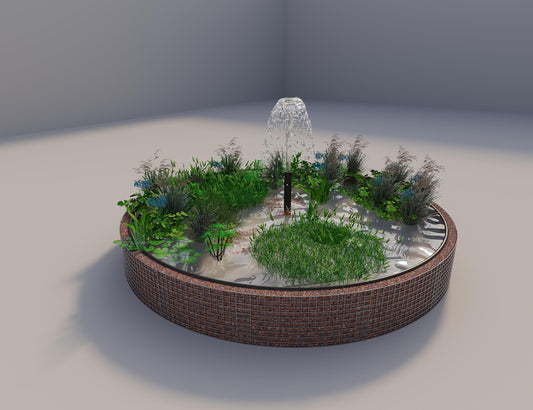 Gabion-hævedam rund, ydre diameter 382 cm, højde 50 cm, maskestørrelse 5 x 5 cm, vægtykkelse 15 cm