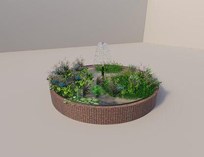 Gabion-hævedam rund, ydre diameter 382 cm, højde 50 cm, maskestørrelse 5 x 5 cm, vægtykkelse 15 cm