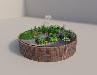 Gabion-hævedam rund, ydre diameter 382 cm, højde 80 cm, maskestørrelse 5 x 5 cm, vægtykkelse 15 cm