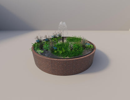 Gabion-hævedam rund, ydre diameter 382 cm, højde 80 cm, maskestørrelse 5 x 5 cm, vægtykkelse 15 cm