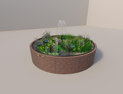 Gabion-hævedam rund, ydre diameter 382 cm, højde 80 cm, maskestørrelse 5 x 5 cm, vægtykkelse 15 cm