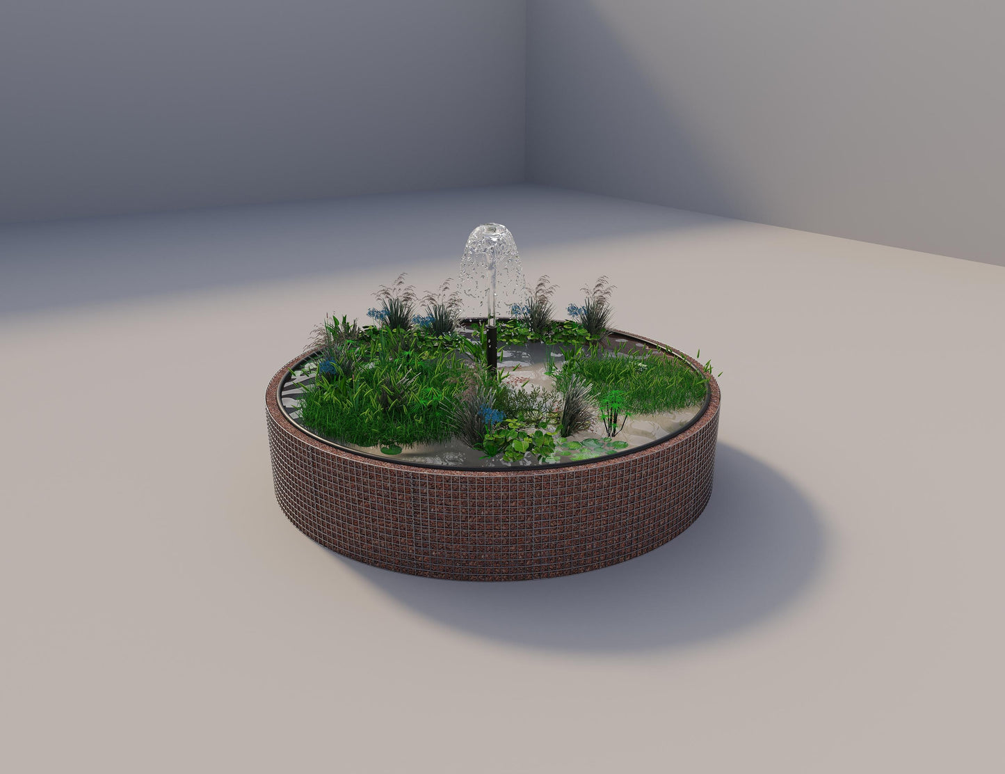 Gabion-hævedam rund, ydre diameter 382 cm, højde 80 cm, maskestørrelse 5 x 5 cm, vægtykkelse 15 cm