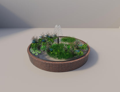 Gabião para lago elevado redondo, diâmetro exterior 412 cm, altura 50 cm, dimensão da malha 5 x 5 cm, espessura da parede 15 cm