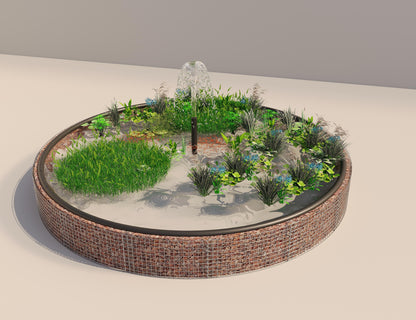 Gabião para lago elevado redondo, diâmetro exterior 502 cm, altura 50 cm, dimensão da malha 5 x 5 cm, espessura da parede 15 cm