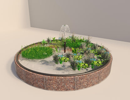 Gabião para lago elevado redondo, diâmetro exterior 502 cm, altura 50 cm, dimensão da malha 5 x 5 cm, espessura da parede 15 cm