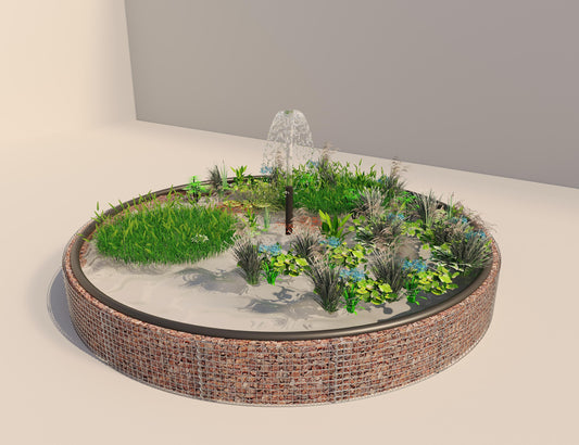 Gabion-dam, rund, ydre diameter 472 cm, højde 50 cm, maskestørrelse 5 x 5 cm, vægtykkelse 15 cm