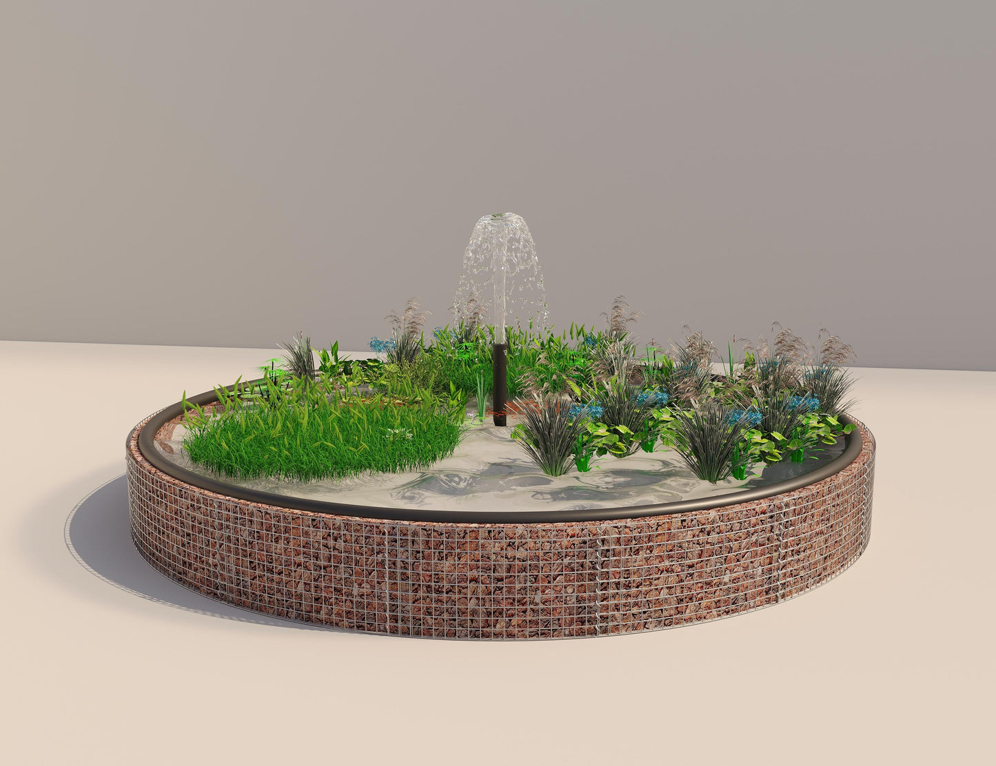 Gabião para lago elevado redondo, diâmetro exterior 502 cm, altura 50 cm, dimensão da malha 5 x 5 cm, espessura da parede 15 cm