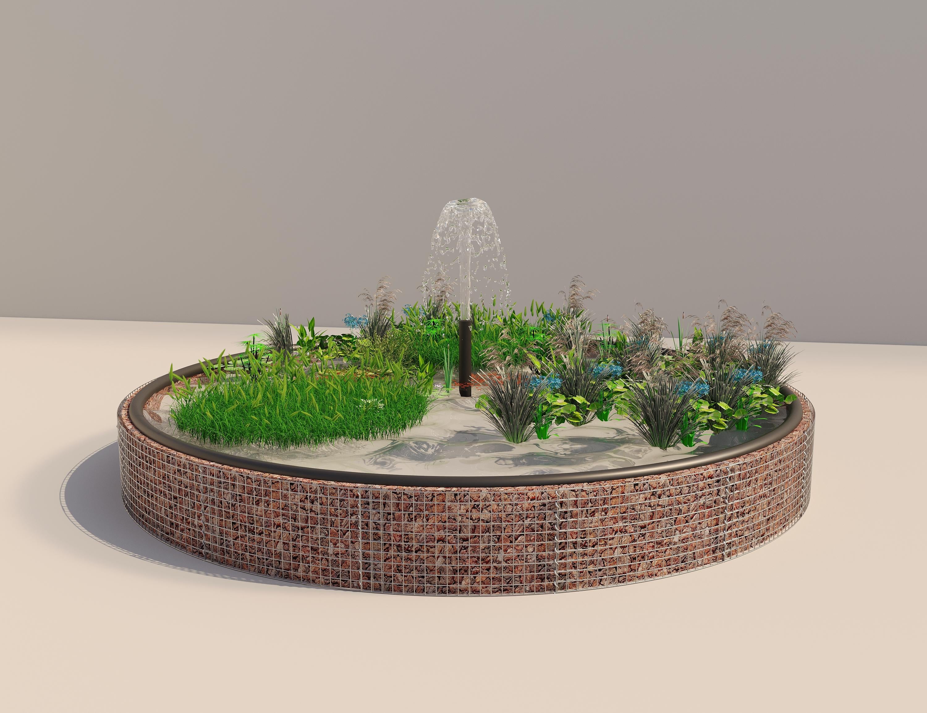 Gabion raised pond round, outer diameter 472 cm, height 50 cm, mesh size 5 x 5 cm, wall thickness 15 cm