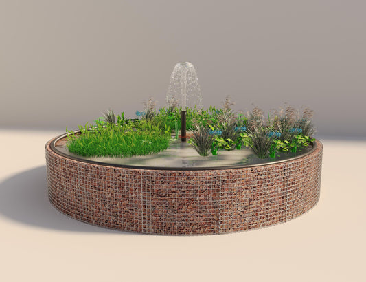 Gabion bassin surélevé rond, diamètre extérieur 442 cm, hauteur 80 cm, mailles 5 x 5 cm, épaisseur de paroi 15 cm