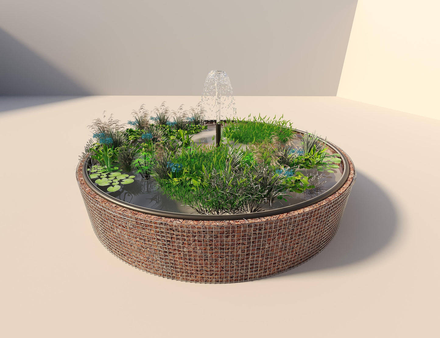 Tanque elevado de gabiões, redondo, diâmetro exterior 502 cm, altura 80 cm, dimensão da malha 5 x 5 cm, espessura da parede 15 cm