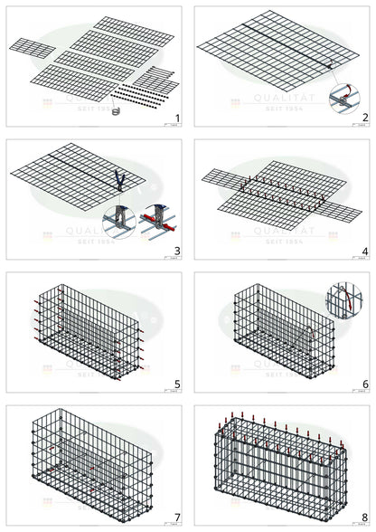 Gabion 100 cm x 80 cm x 40 cm (L x H x D), maskstorlek 5 x 10 cm, spiralring