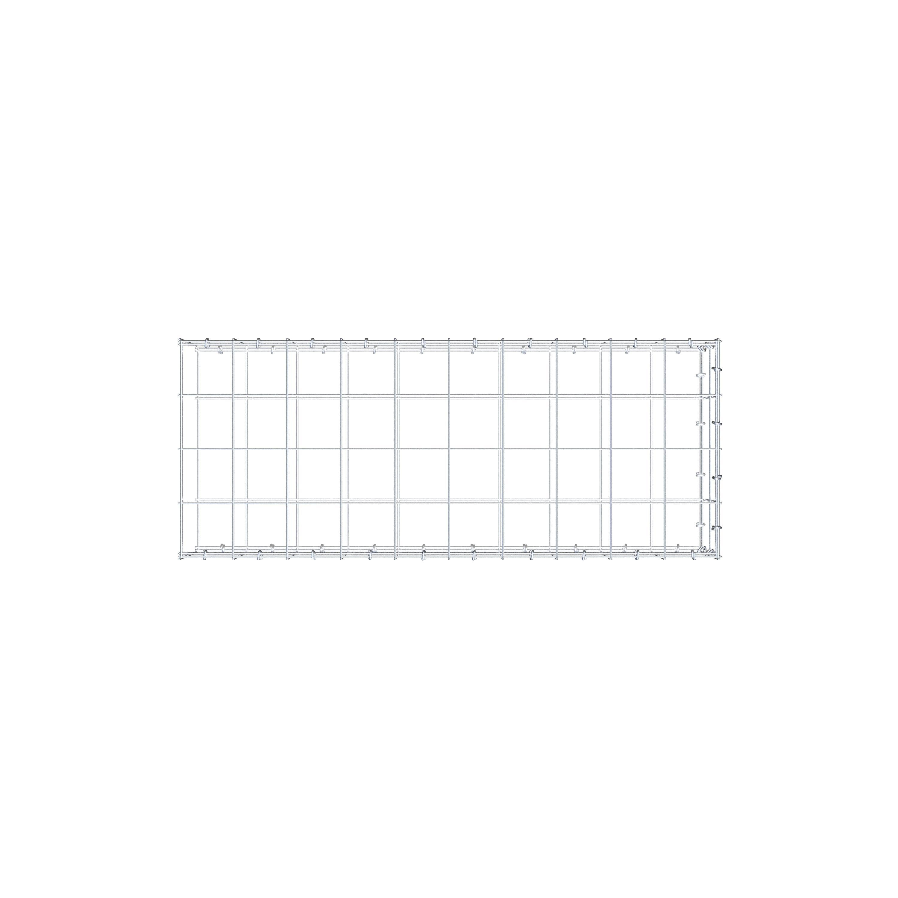 Typ 2 påbyggnadsgabion 100 cm x 20 cm x 40 cm (L x H x D), maskstorlek 10 cm x 10 cm, C-ring
