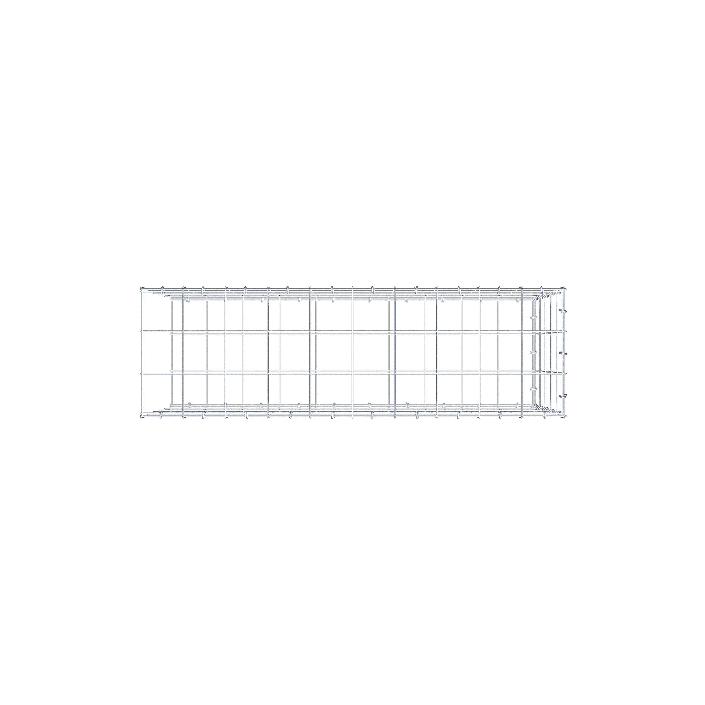 Monteret gabion type 2 100 cm x 50 cm x 30 cm (L x H x D), maskestørrelse 10 cm x 10 cm, C-ring