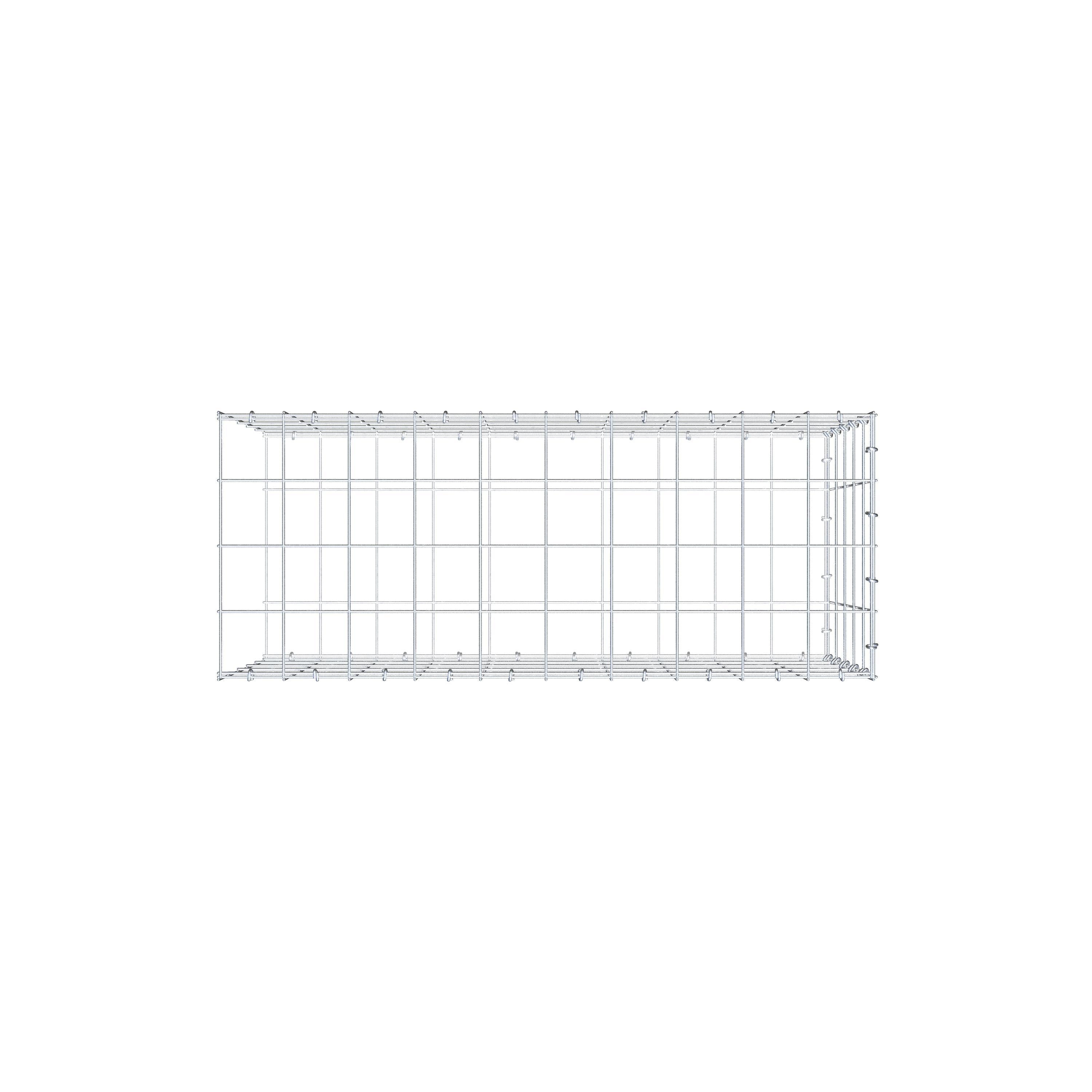 Monteret gabion type 2 100 cm x 50 cm x 40 cm (L x H x D), maskestørrelse 10 cm x 10 cm, C-ring