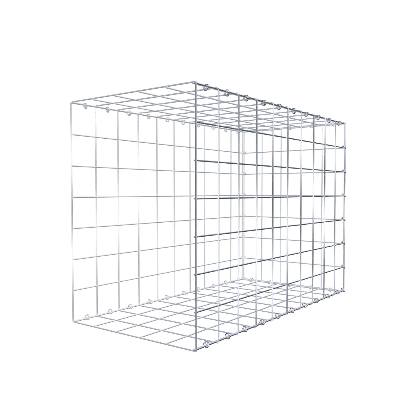 Typ 2 påbyggnadsgabion 100 cm x 70 cm x 50 cm (L x H x D), maskstorlek 10 cm x 10 cm, C-ring