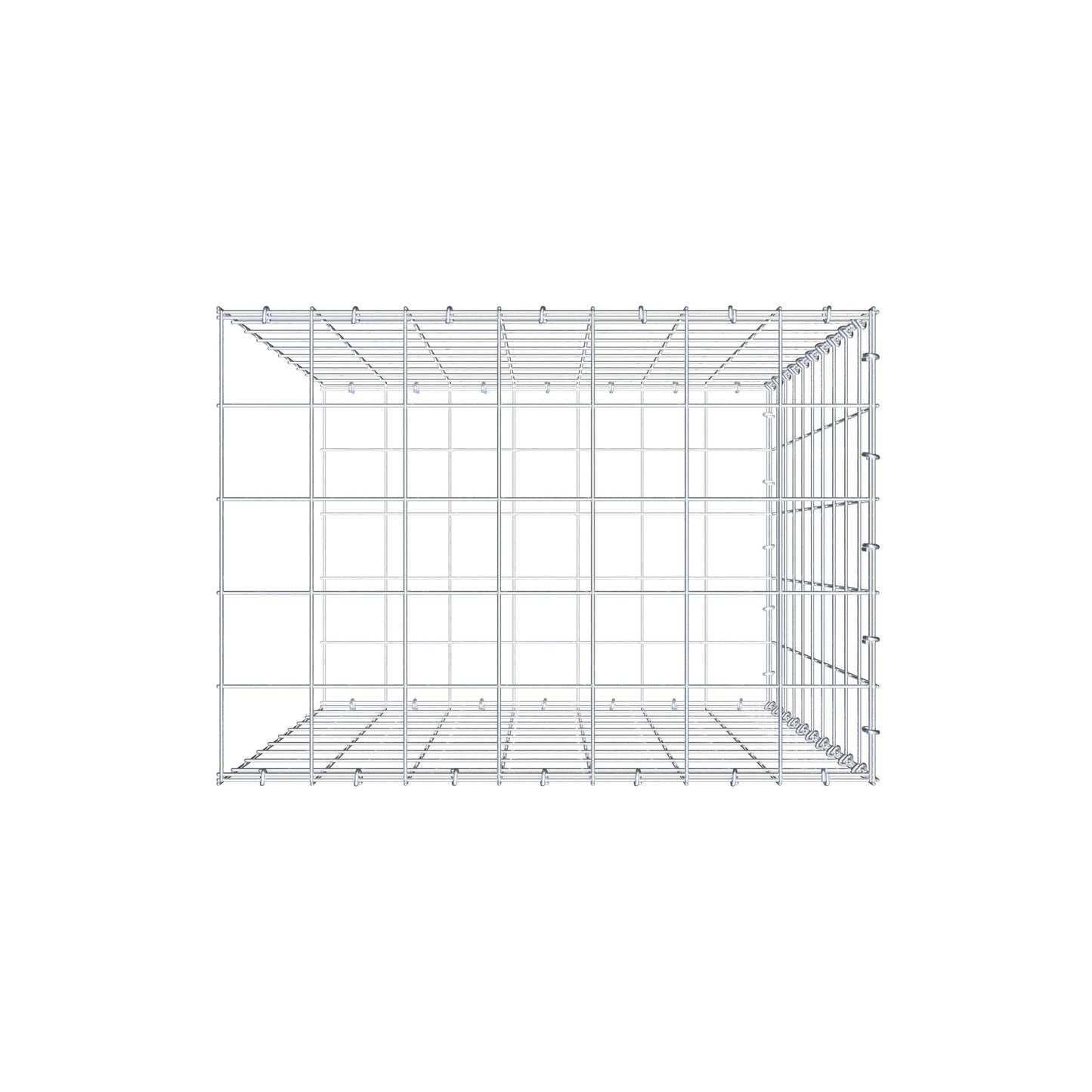 Typ 2 påbyggnadsgabion 100 cm x 70 cm x 50 cm (L x H x D), maskstorlek 10 cm x 10 cm, C-ring