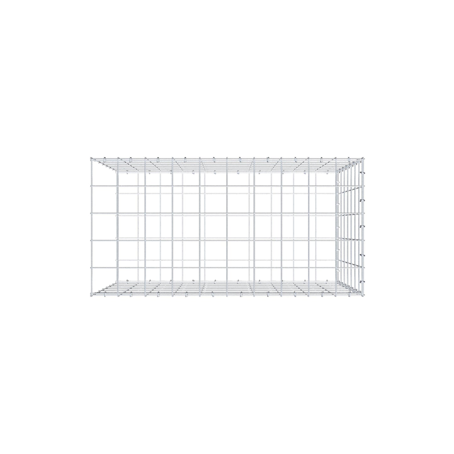 Typ 2 påbyggnadsgabion 100 cm x 70 cm x 50 cm (L x H x D), maskstorlek 10 cm x 10 cm, C-ring