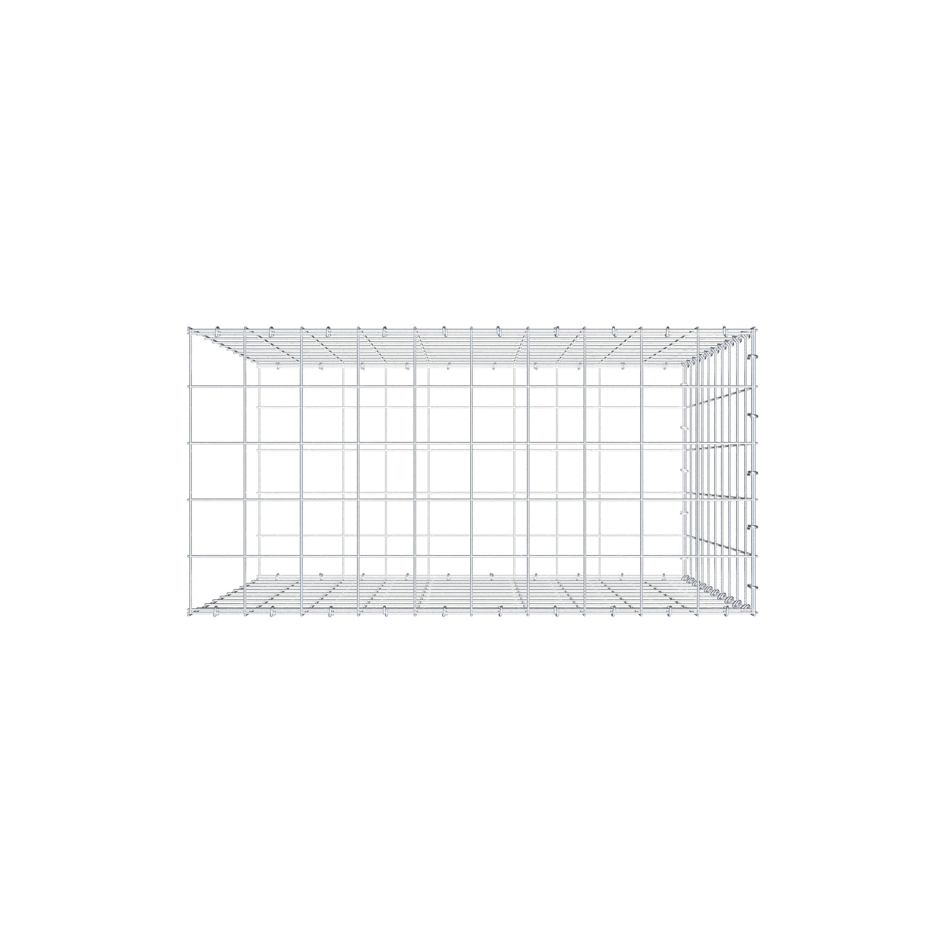 Monteret gabion type 2 100 cm x 100 cm x 50 cm (L x H x D), maskestørrelse 10 cm x 10 cm, C-ring