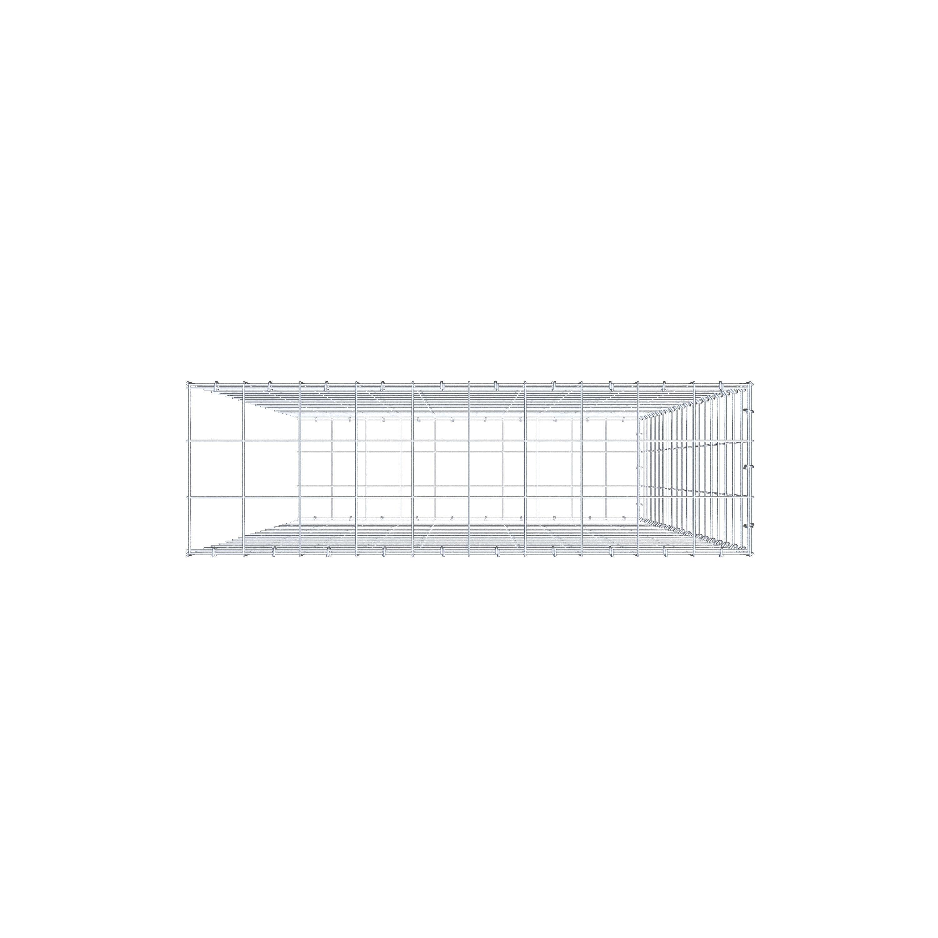 Typ 2 påbyggnadsgabion 200 cm x 100 cm x 30 cm (L x H x D), maskstorlek 10 cm x 10 cm, C-ring