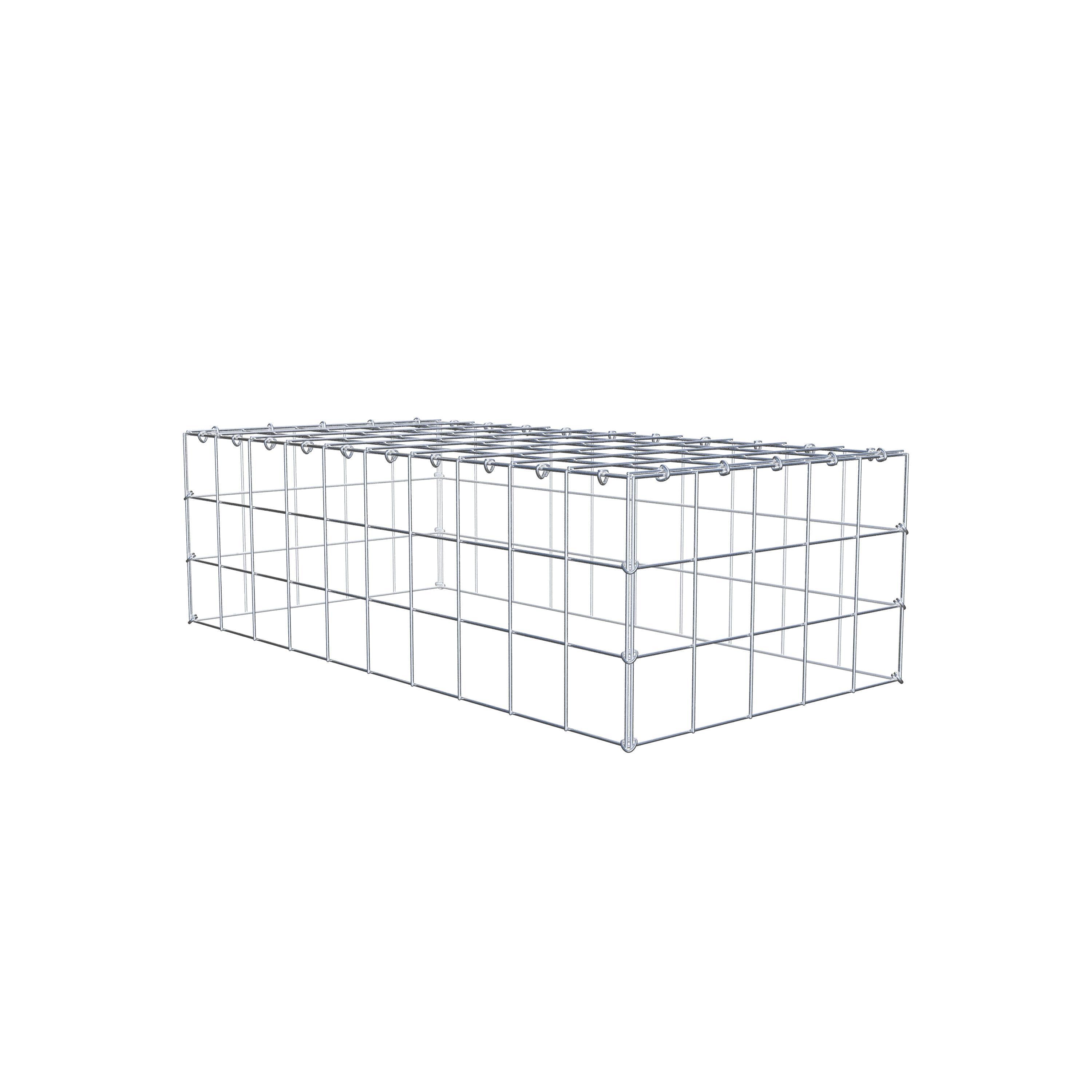 Monteret gabion type 3 100 cm x 30 cm x 50 cm (L x H x D), maskestørrelse 10 cm x 10 cm, C-ring