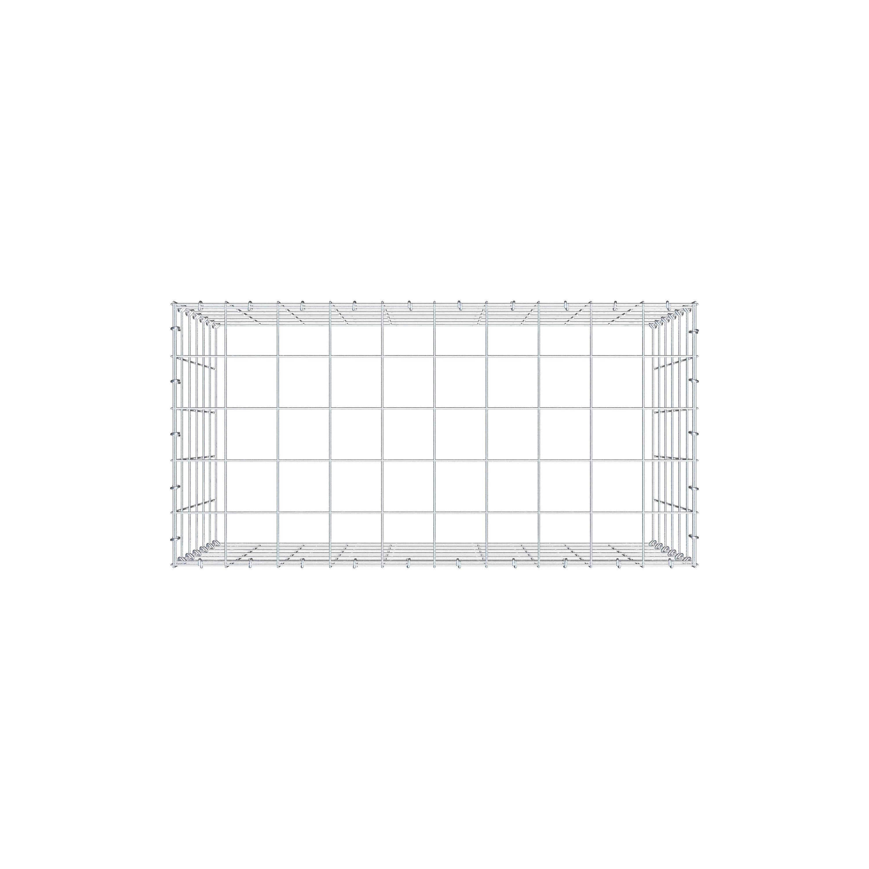 Monteret gabion type 3 100 cm x 60 cm x 50 cm (L x H x D), maskestørrelse 10 cm x 10 cm, C-ring