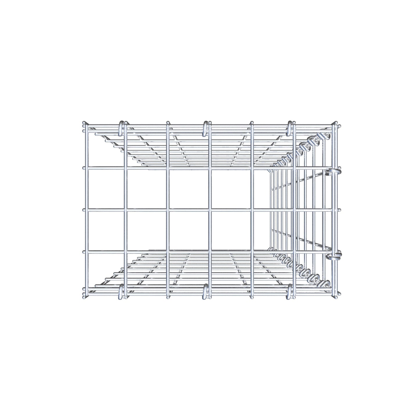 Typ 4 påbyggnadsgabion 100 cm x 30 cm x 20 cm (L x H x D), maskstorlek 5 cm x 10 cm, C-ring