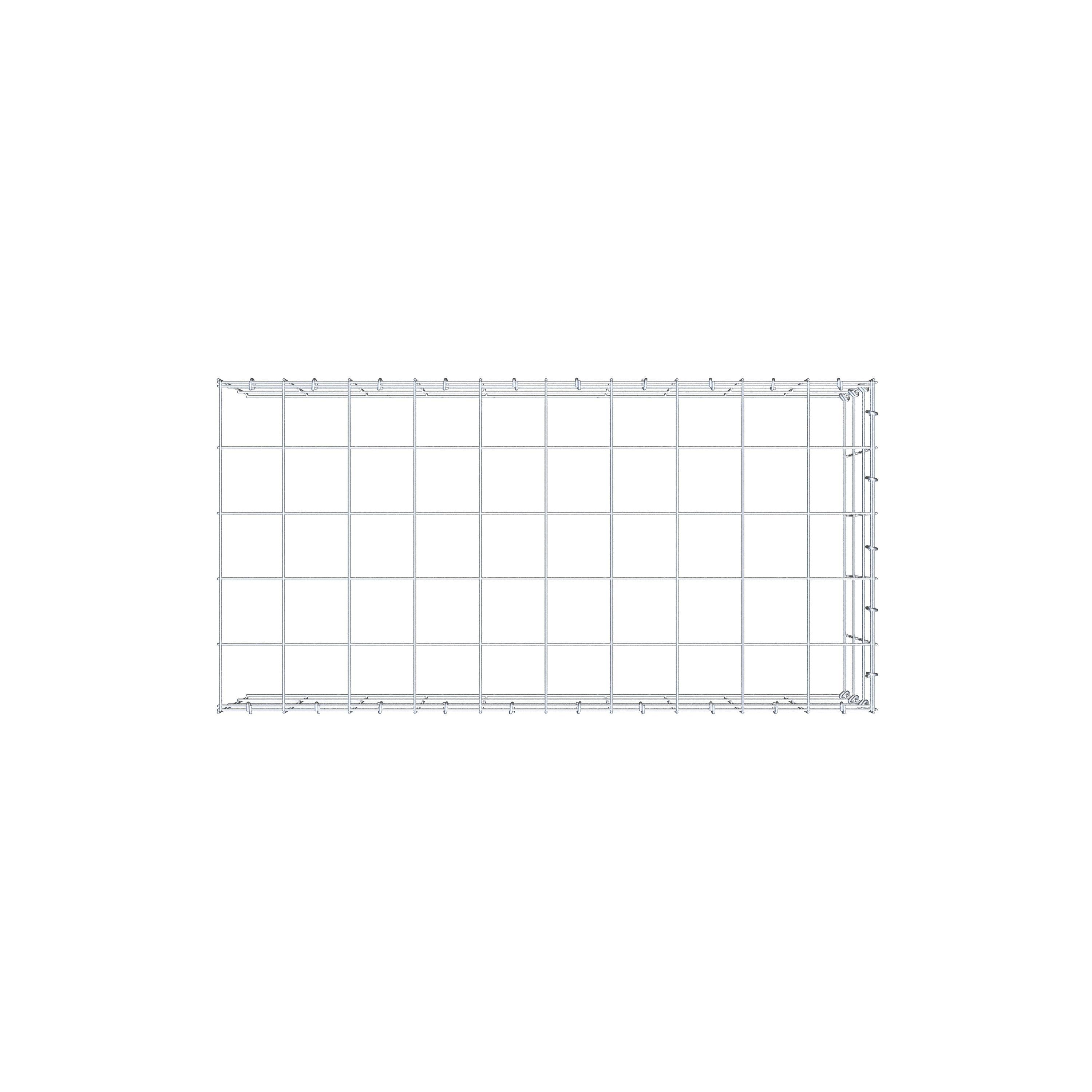 Monteret gabion type 4 100 cm x 30 cm x 50 cm (L x H x D), maskestørrelse 10 cm x 10 cm, C-ring