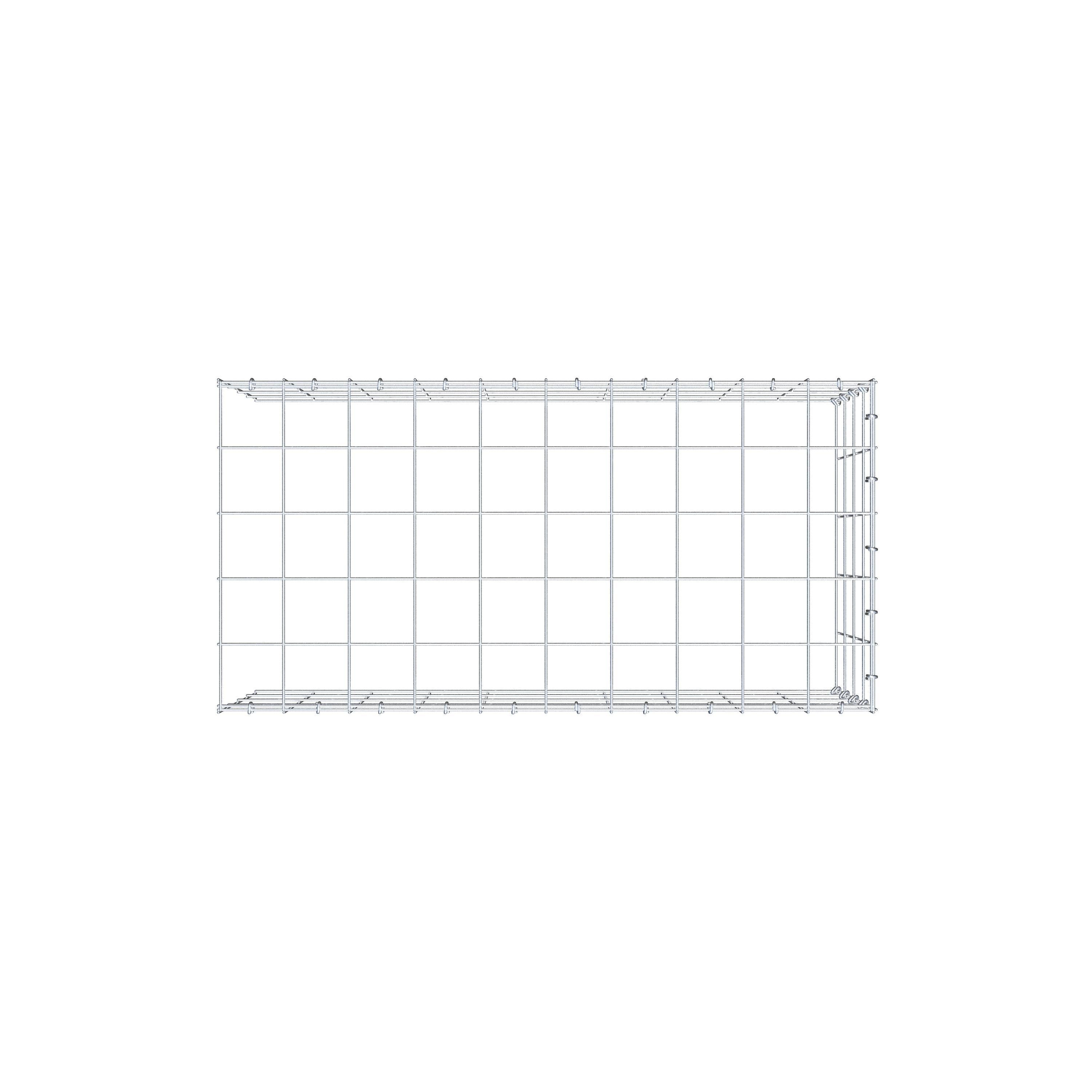 Monteret gabion type 4 100 cm x 40 cm x 50 cm (L x H x D), maskestørrelse 10 cm x 10 cm, C-ring