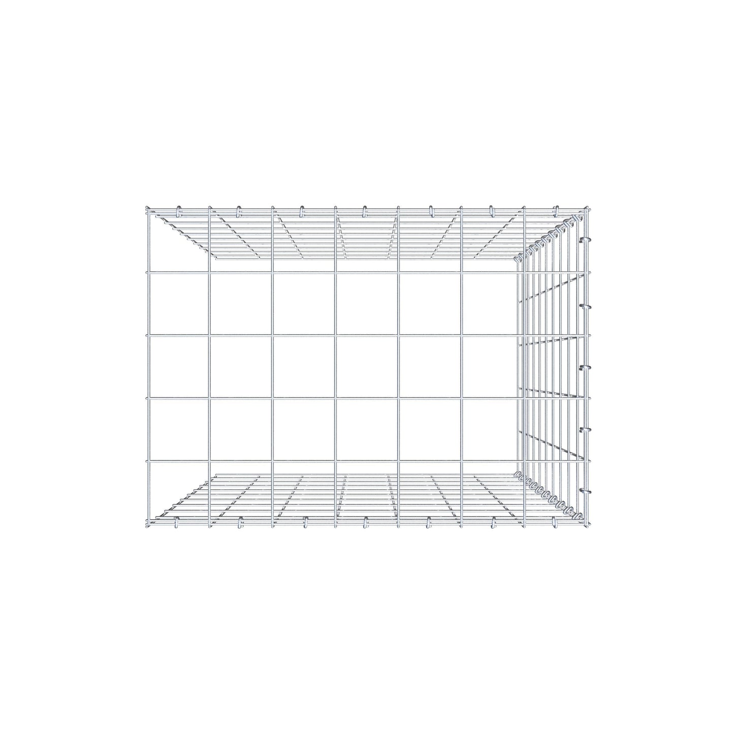 Monteret gabion type 4 100 cm x 70 cm x 50 cm (L x H x D), maskestørrelse 10 cm x 10 cm, C-ring