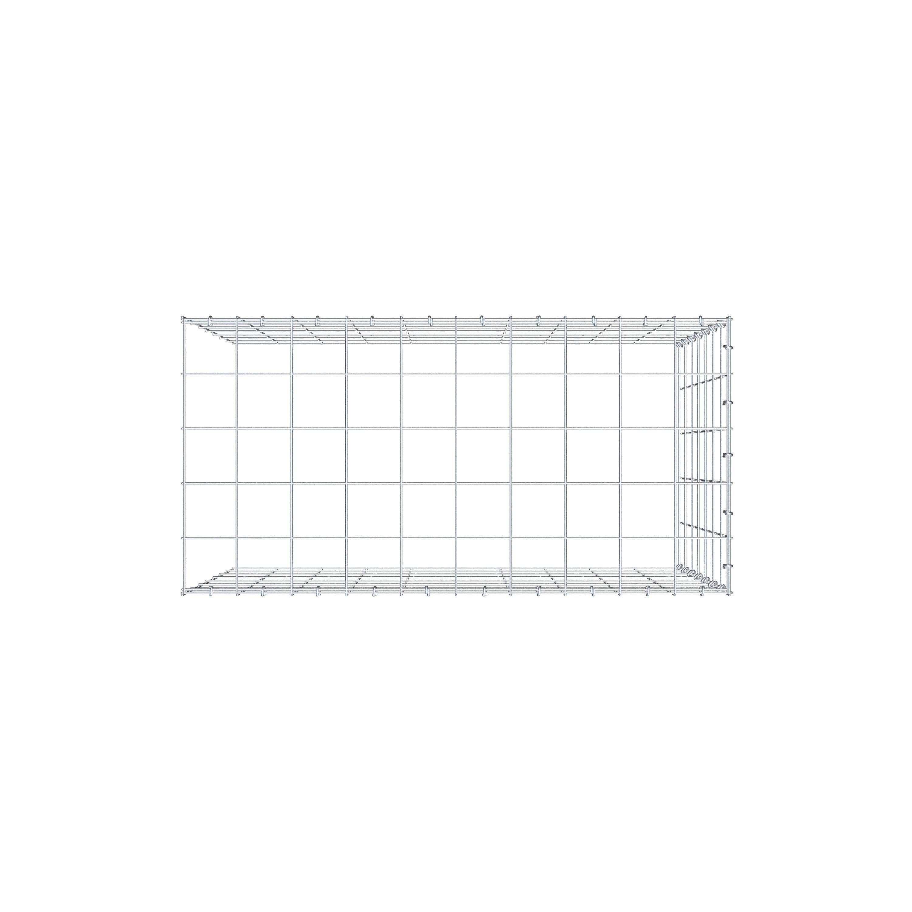 Monteret gabion type 4 100 cm x 70 cm x 50 cm (L x H x D), maskestørrelse 10 cm x 10 cm, C-ring