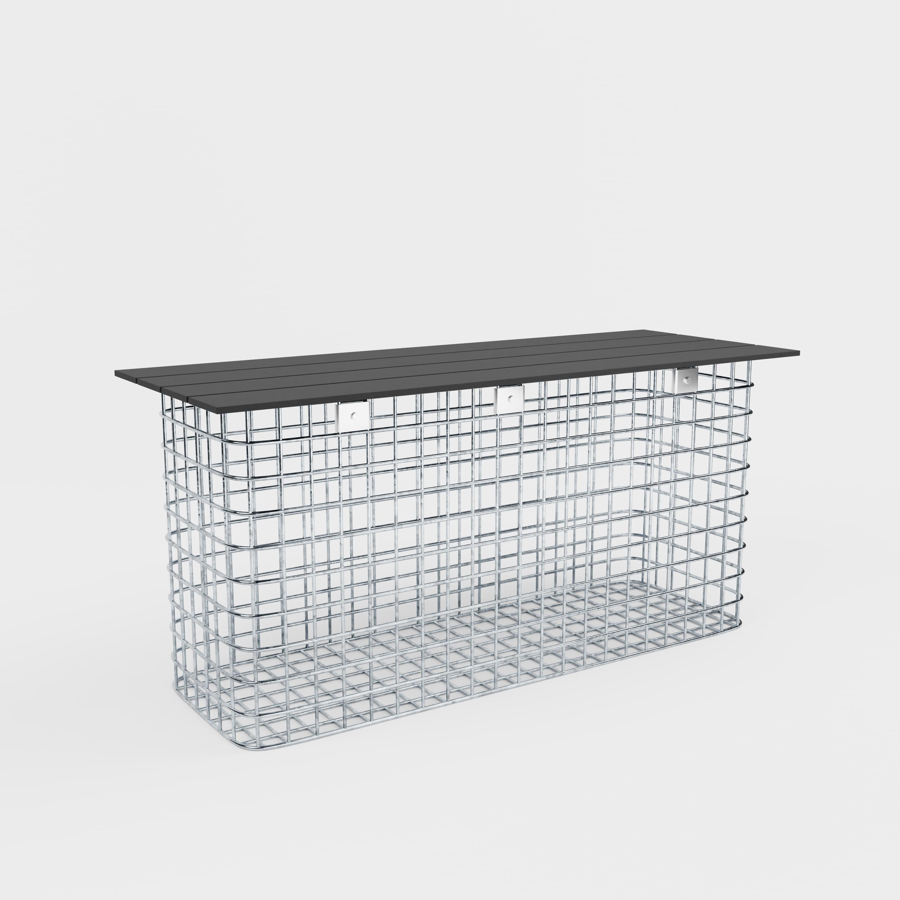 Banco de jardim 102 x 50 x 32 cm MW 5 x 5 cm galvanizado a quente, com capa reciclada em antracite