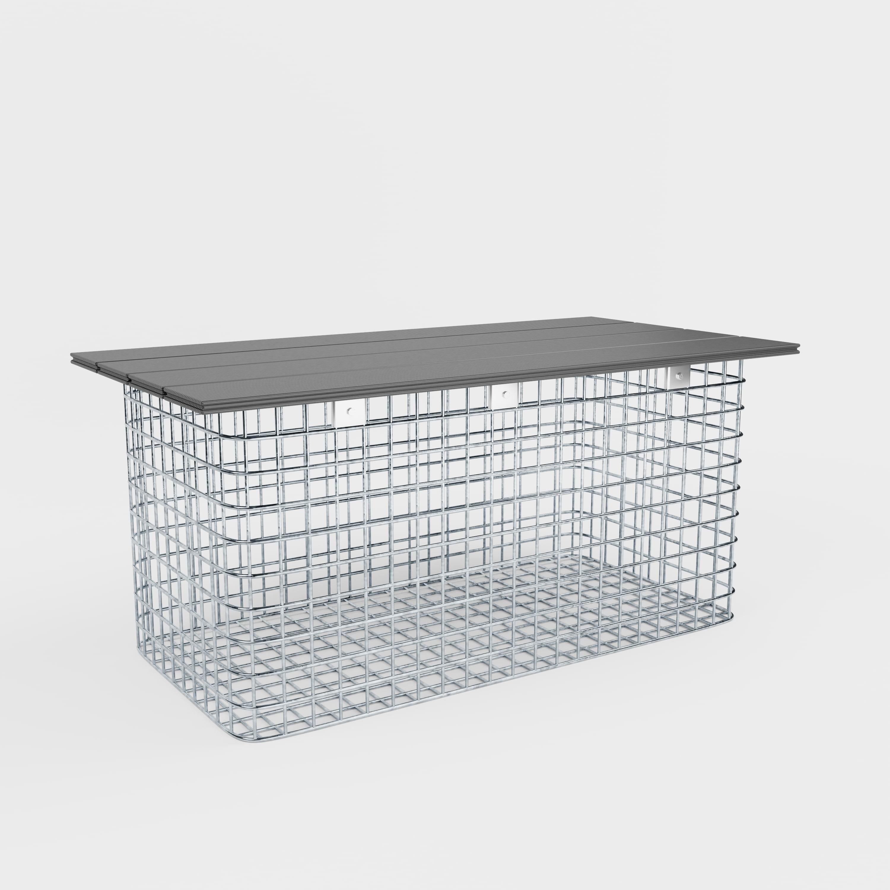 Banco de jardim 102 x 50 x 52 cm MW 5 x 5 cm galvanizado a quente, com capa reciclada em antracite