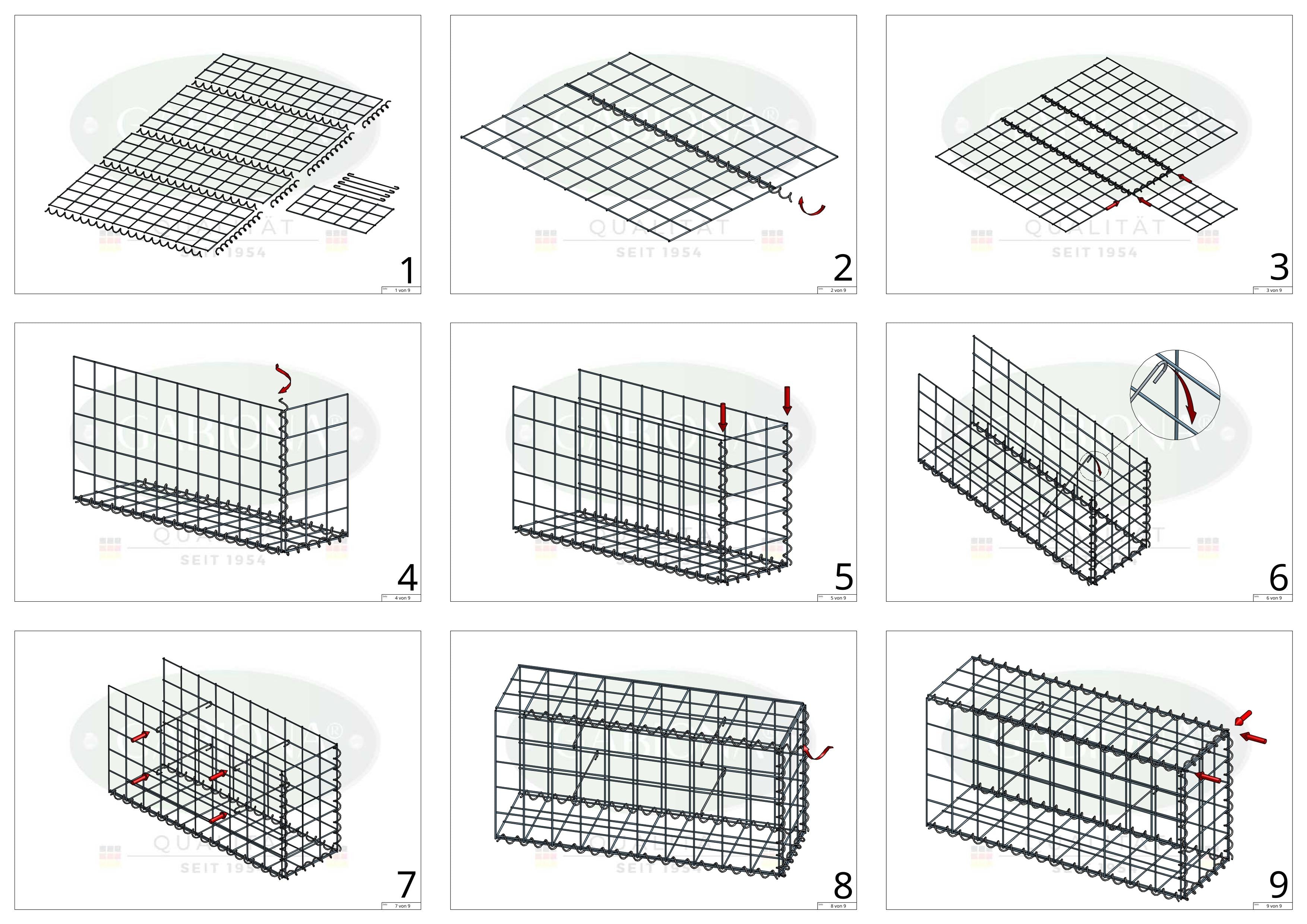 Anbaugabione Typ 2 100 cm x 90 cm x 40 cm (L x H x T), Maschenweite 10 cm x 10 cm, Spirale