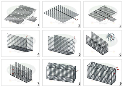 Gabion rapporté type 2 100 cm x 60 cm x 30 cm (L x H x P), mailles 5 cm x 5 cm, spirale