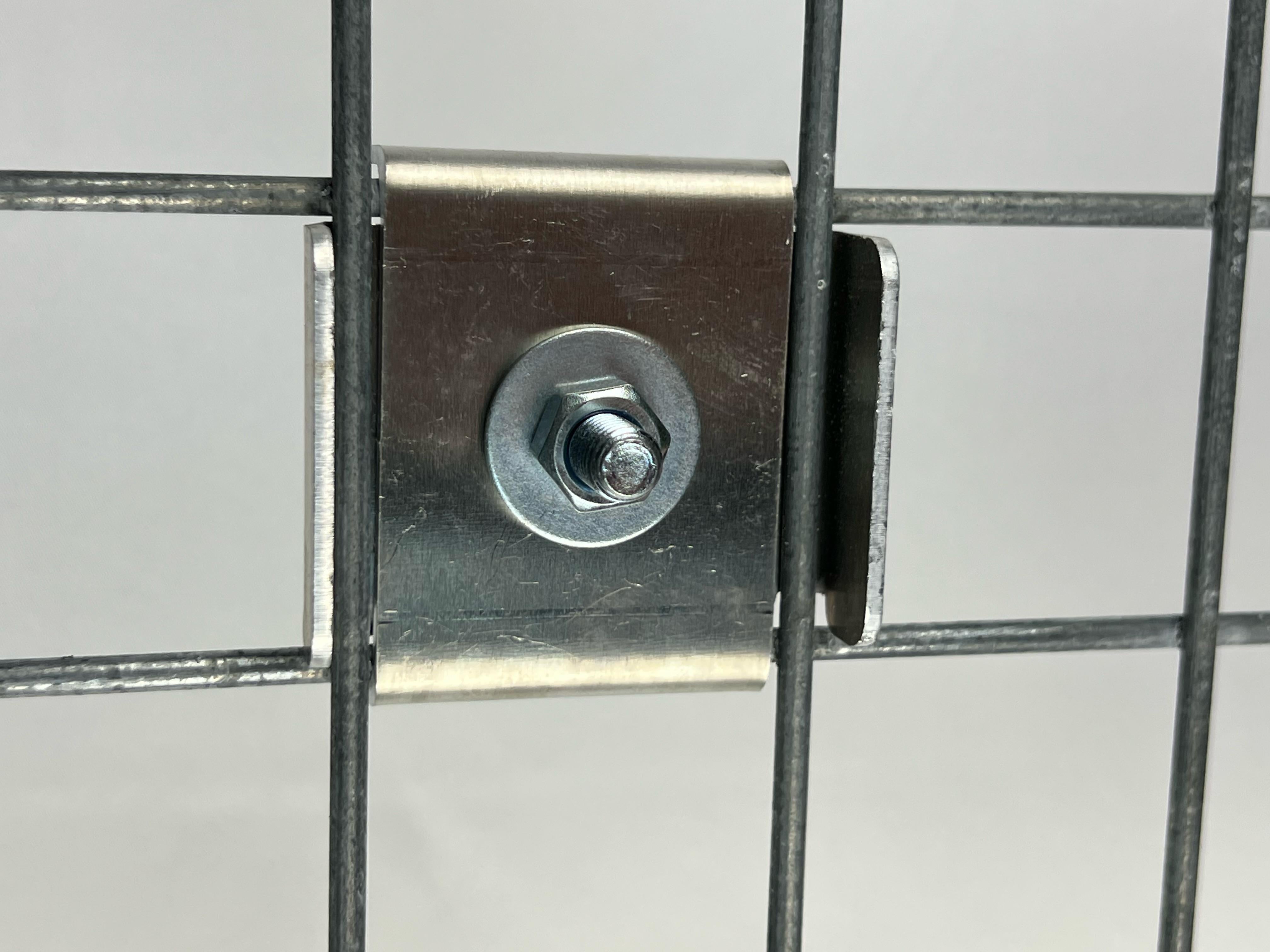 Set van 2 KLEM met HEKKERHOUDER 5 x 5 Schanskorfhouder, aluminium