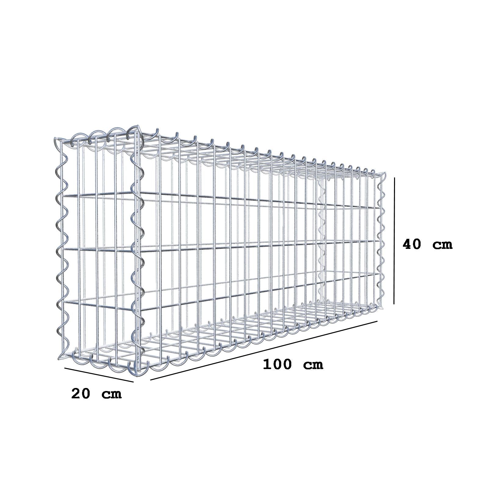 2er Set Gabionen 100 cm x 40 cm x 20 cm (L x H x T), Maschenweite 5 x 10 cm, Spirale