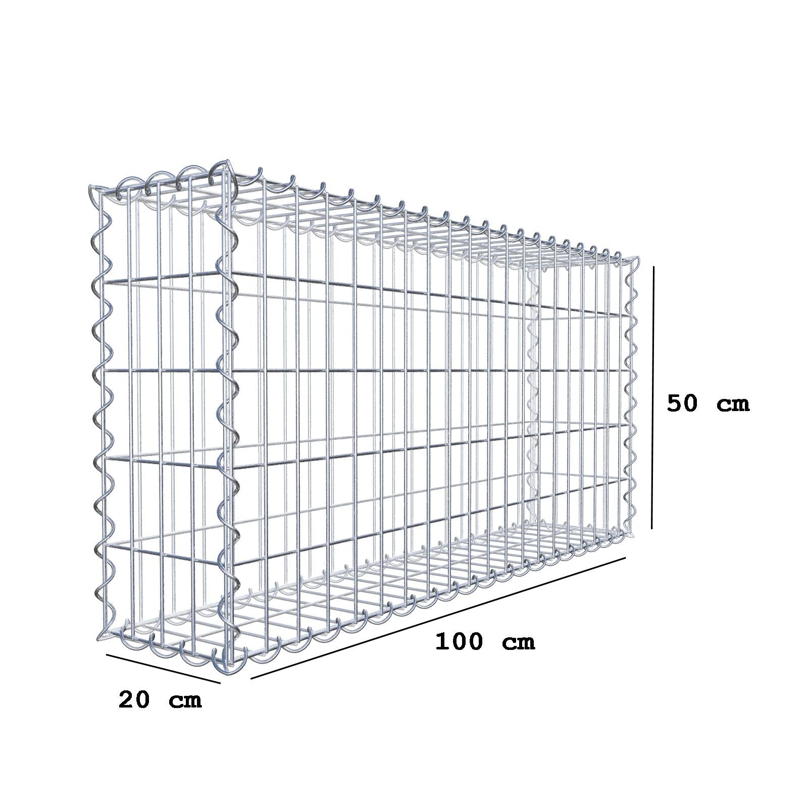 2er Set Gabionen 100 cm x 50 cm x 20 cm (L x H x T), Maschenweite 5 x 10 cm, Spirale