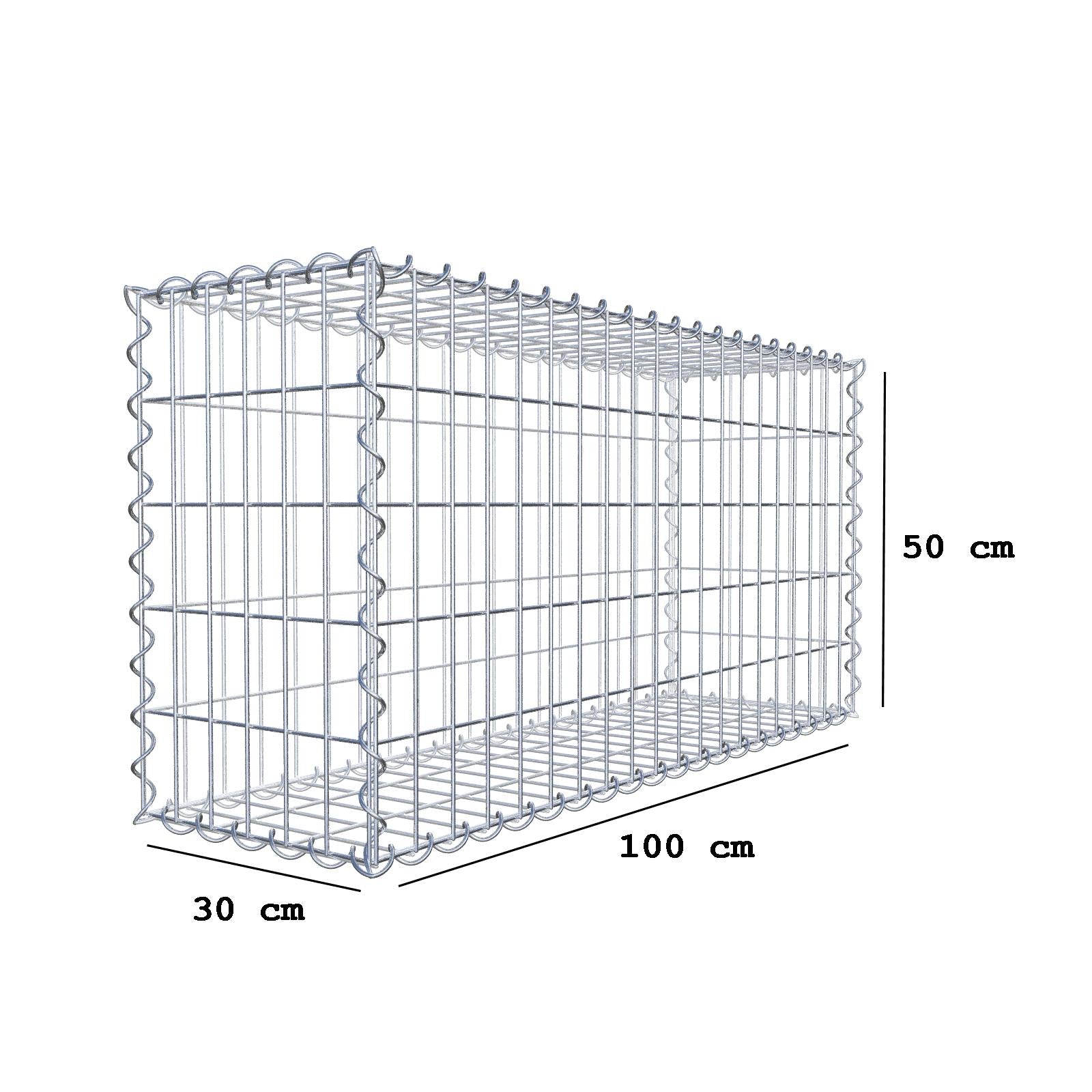 2er Set Gabionen 100 cm x 50 cm x 30 cm (L x H x T), Maschenweite 5 x 10 cm, Spirale