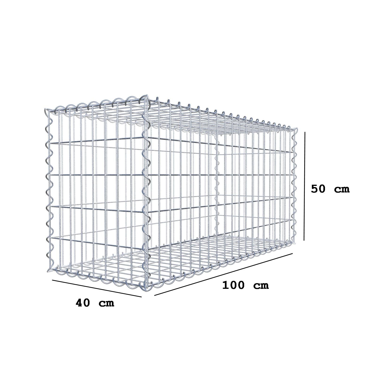 2er Set Gabionen 100 cm x 50 cm x 40 cm (L x H x T), Maschenweite 5 x 10 cm, Spirale