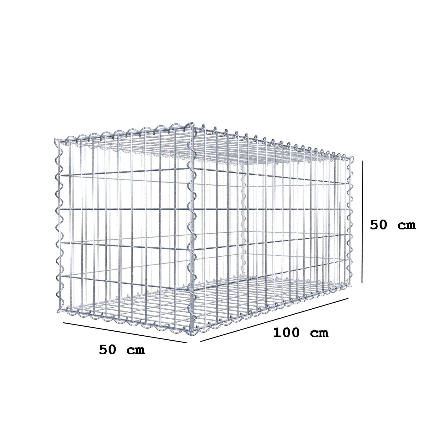Set of 2 gabions 100 cm x 50 cm x 50 cm (L x H x D), mesh size 5 x 10 cm, spiral