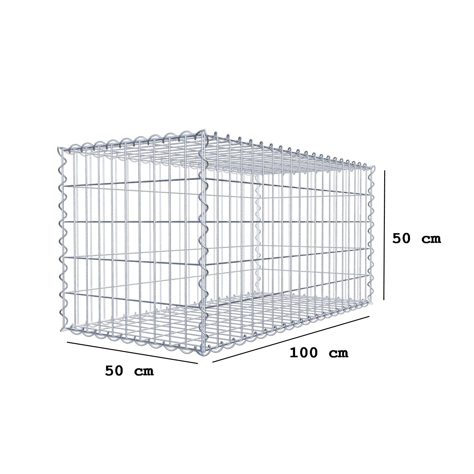 Conjunto de 2 gabiões 100 cm x 50 cm x 50 cm (C x A x P), malhagem 5 x 10 cm, espiral
